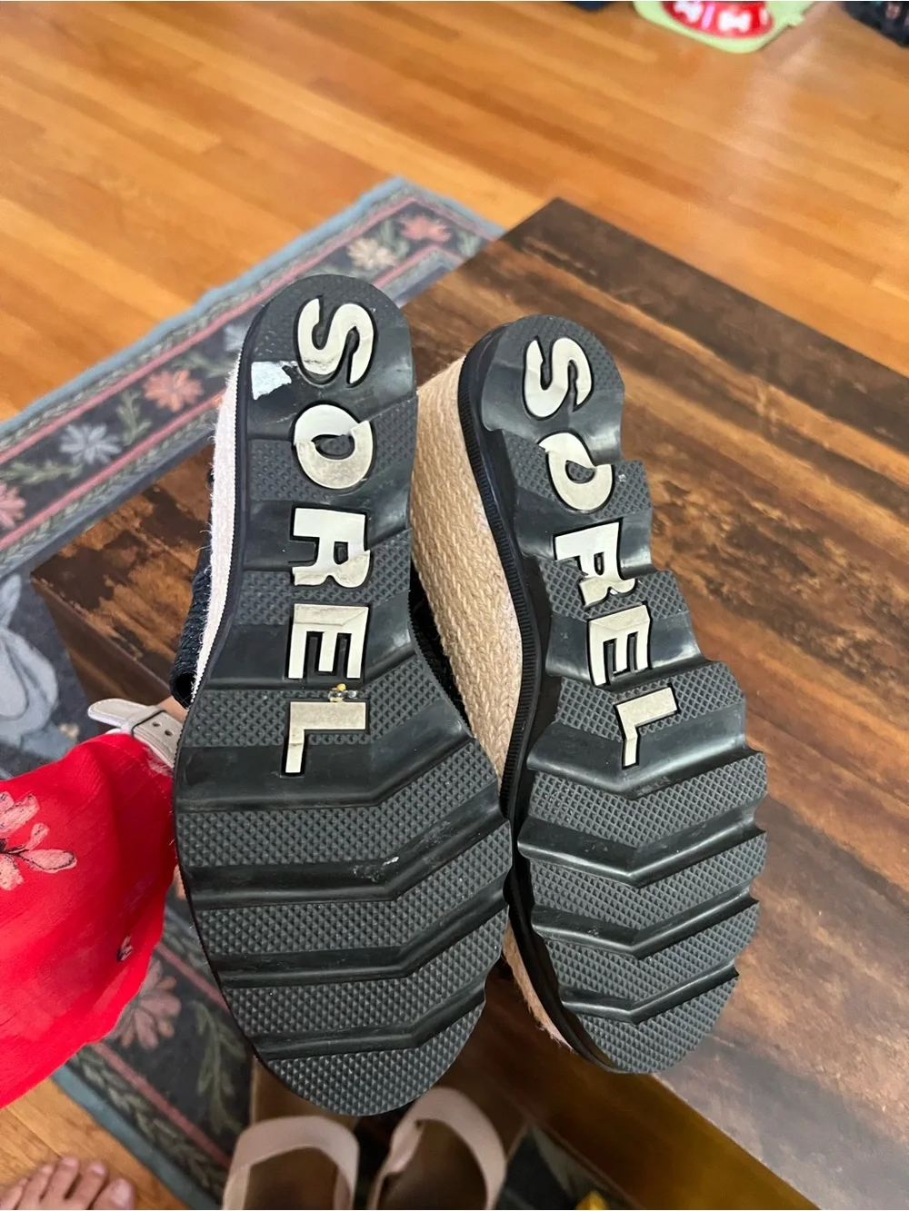 Black Wedge Espadrille Sandals - size 8.5